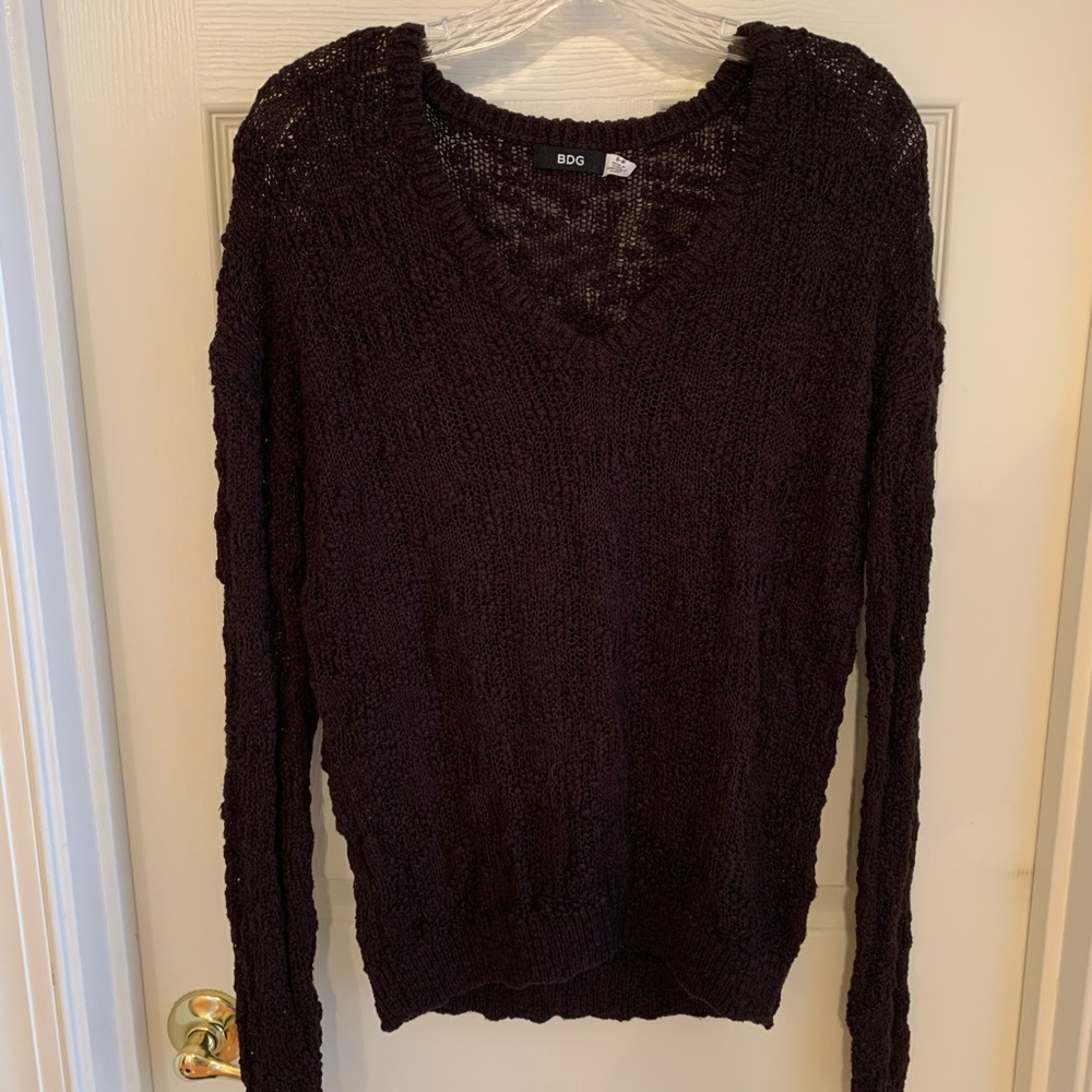 BDG black textured knit v neck sweater